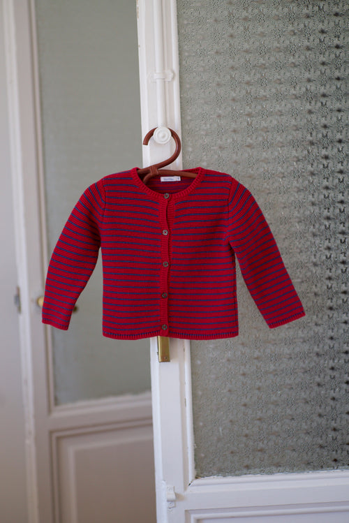 RED STRIPE CARDIGAN